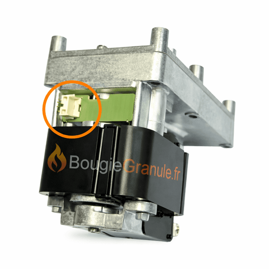 Motoréducteur 2 tr/min (RPM) avec encodeur pour poêle à granulés – Arbre 8,5 mm détaillé.