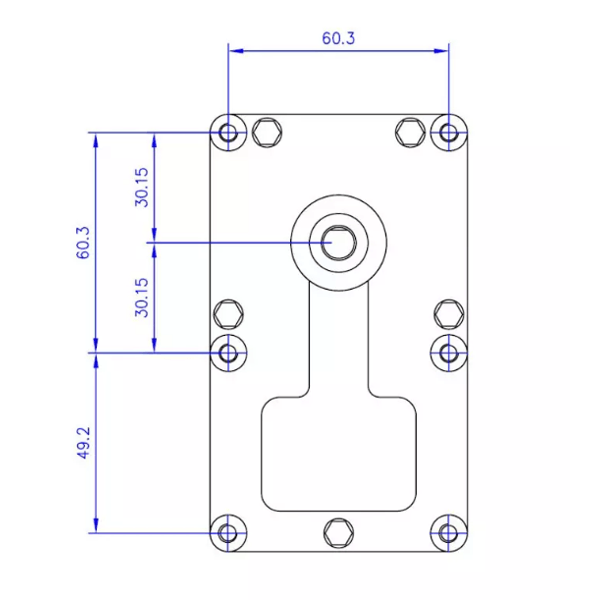 Dessin technique du motoréducteur pour Chazelles poêle à granulé, dimensions indiquées et détails de conception.