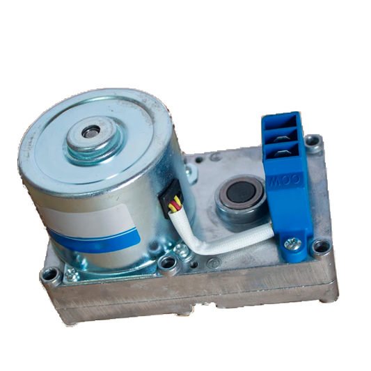 Motoréducteur 2 tr/min pour poêle à granulés, moteur électrique compact avec connecteur bleu.