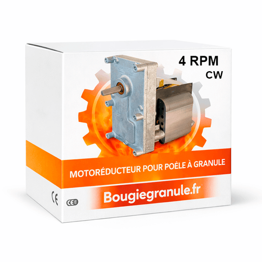 Motoréducteur 4 tr/min (RPM) pour poêle à granulés - Arbre 9,5 mm - 36 W