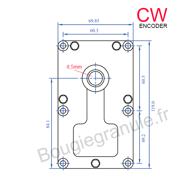 Motoréducteur 2 tr/min (RPM) avec encodeur pour poêle à granulés – Arbre 8,5 mm