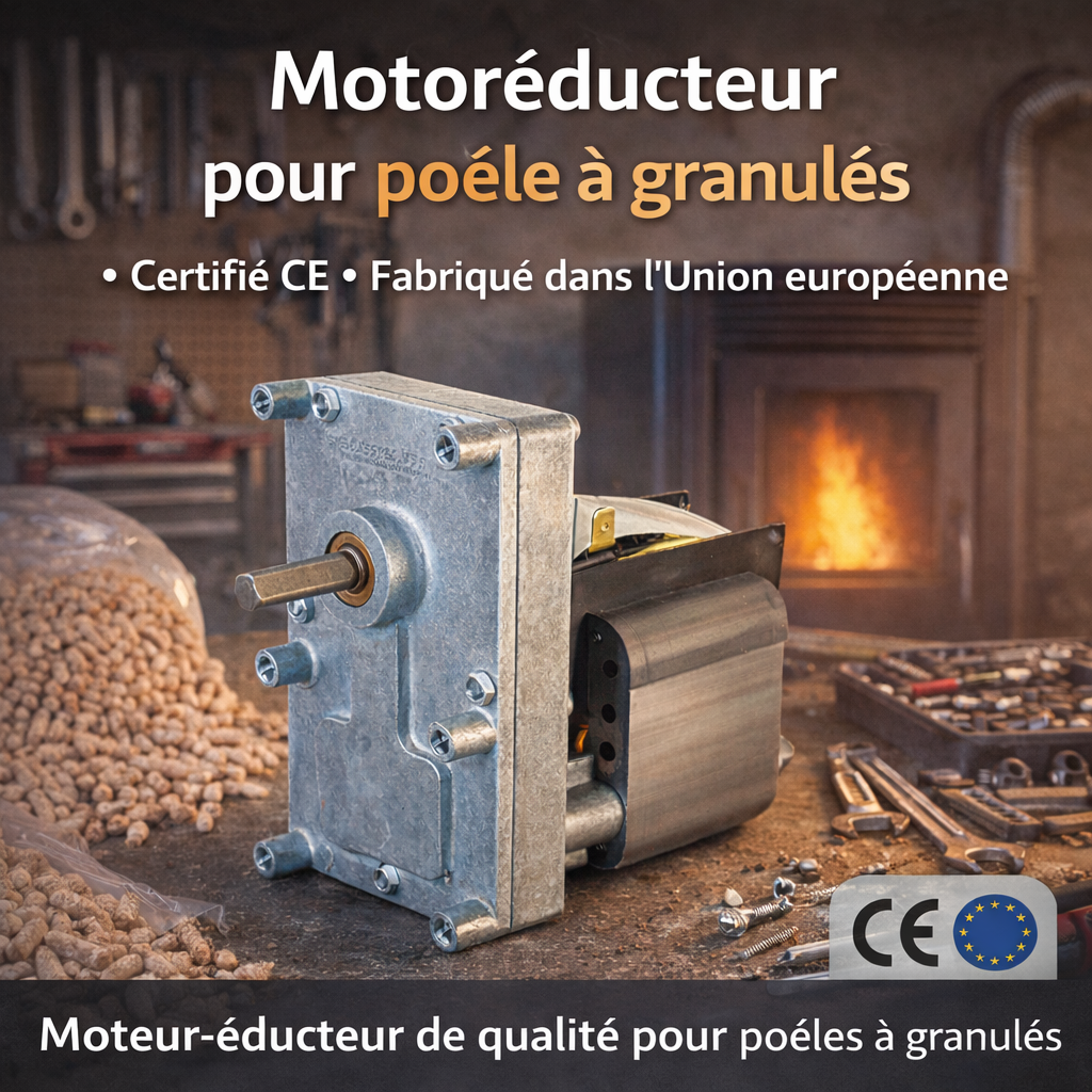 Motoréducteur vis sans fin pour poêle à granulé