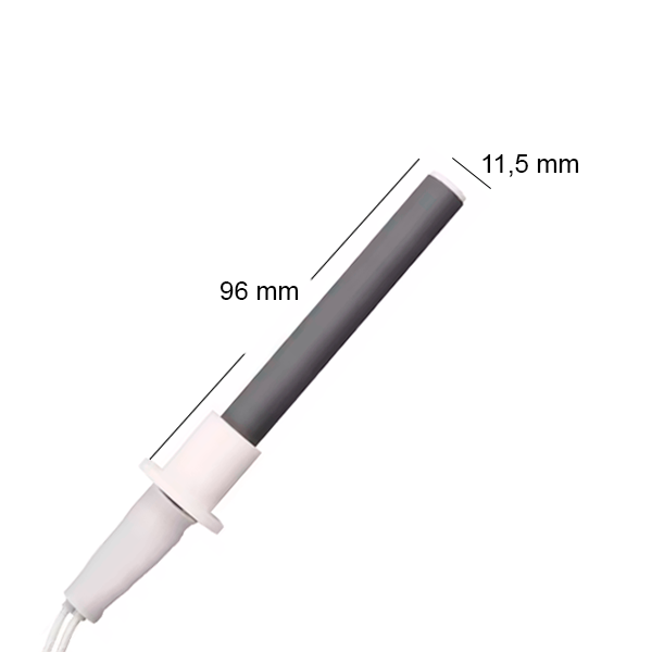 Bougie résistance d'allumage céramique pour Supra poêle à granulé (compatible) de 96 mm de long et 11,5 mm de diamètre.